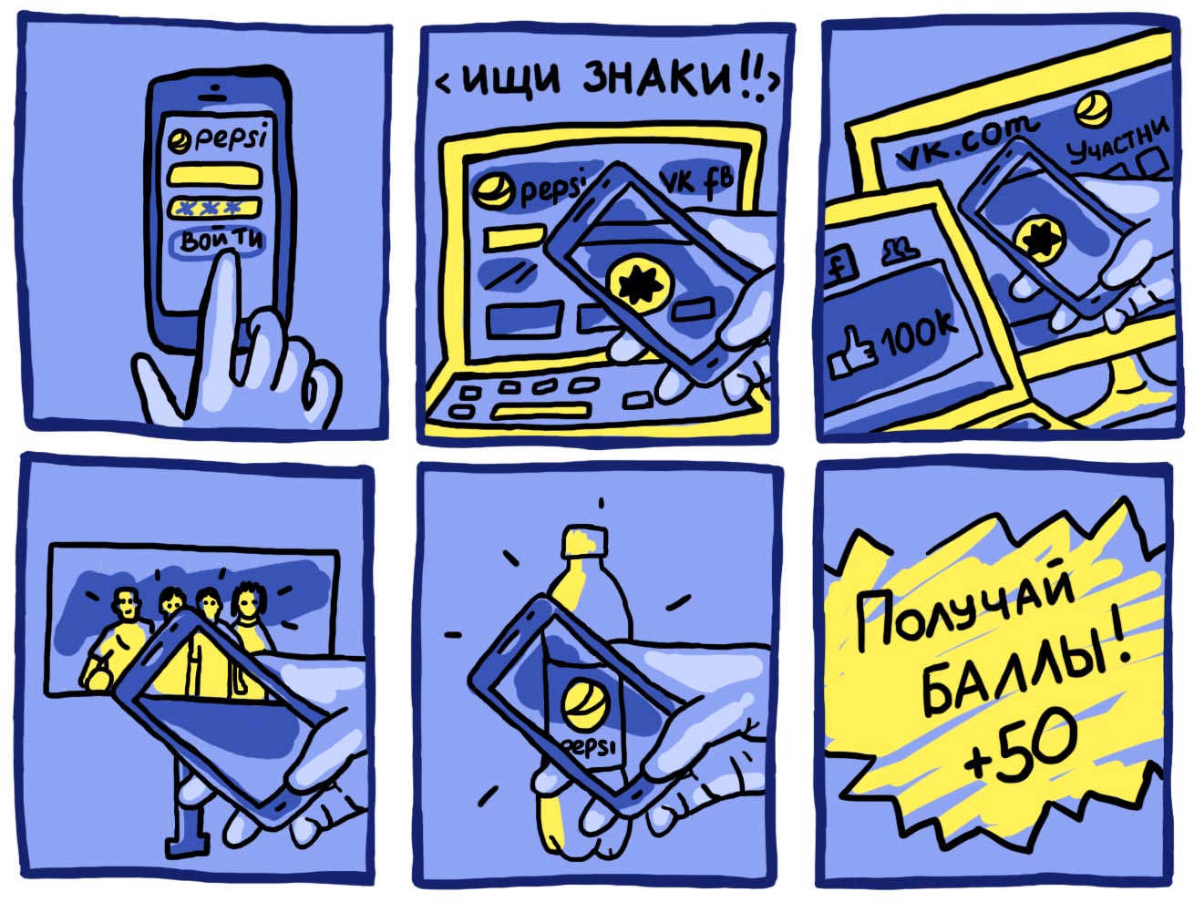 Special сartoon explained users how the application was working 