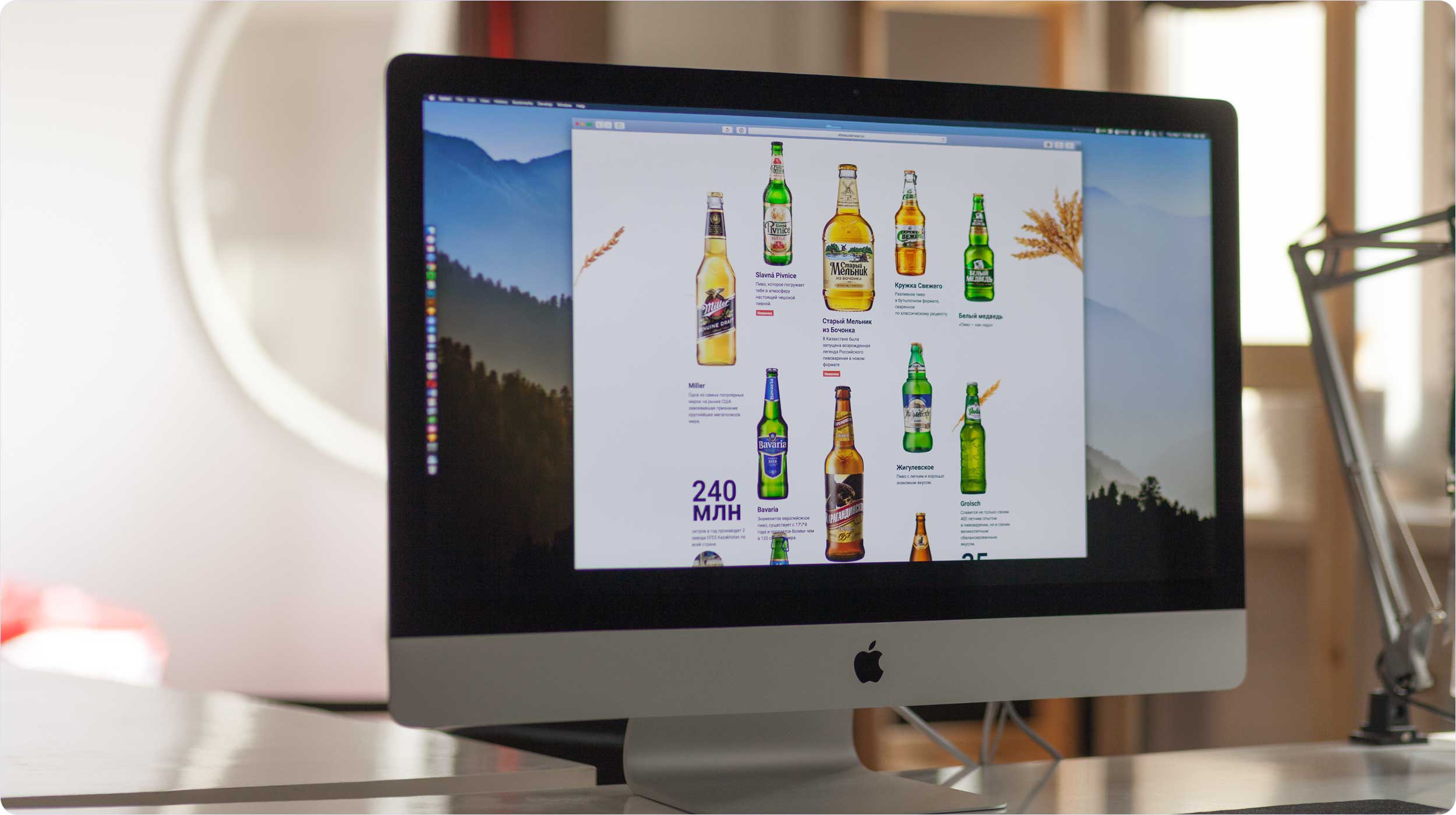 The "Efes Kazakhstan" website is on the computer screen.